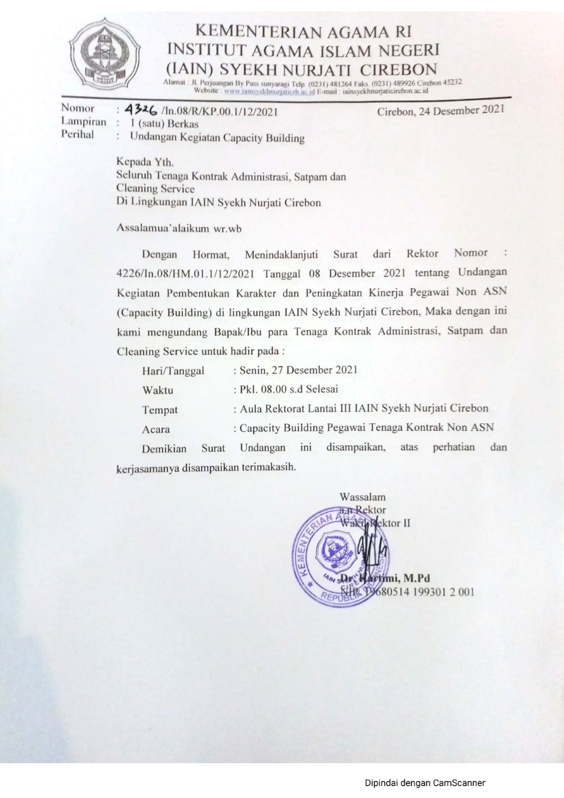 UNDANGAN CAPACITY BUILDING PEGAWAI NON ASN