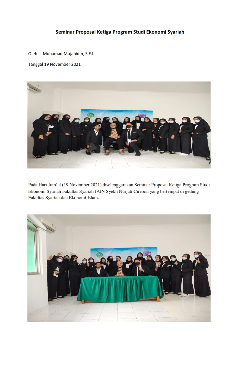 SEMINAR PROPOSAL KETIGA PROGRAM STUDI EKONOMI SYARIAH