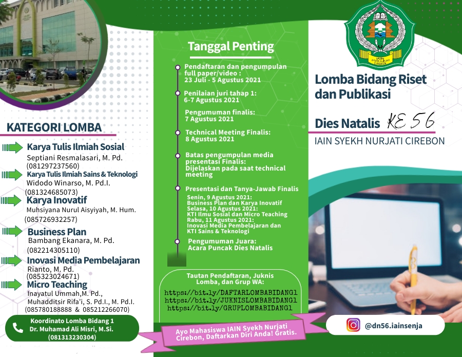 LOMBA BIDANG RISET DAN PUBLIKASI DIES NATALIES IAIN SYEKH NURJATI CIREBON