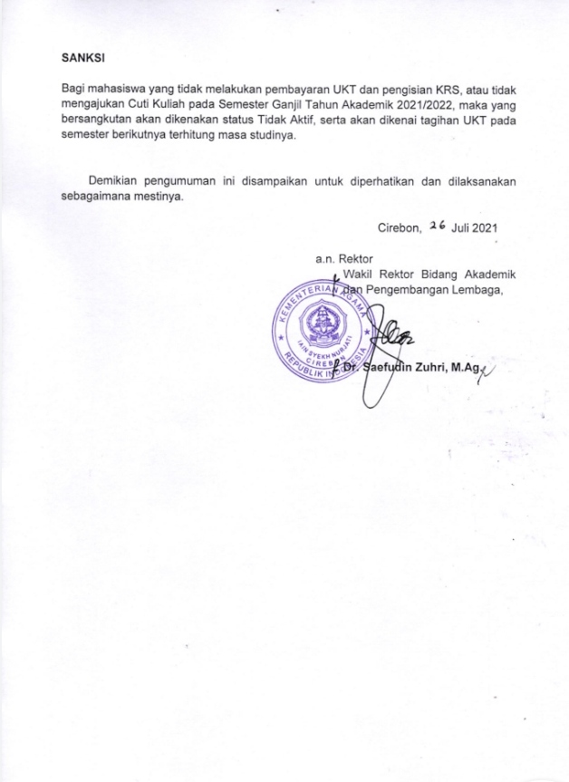 JADWAL PEMBAYARAN UKT DAN PENGISIAN KRS