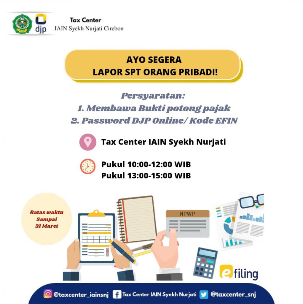 LAPOR SPT ORANG PRIBADI DI TAX CENTER IAIN SYEKH NURJATI CIREBON