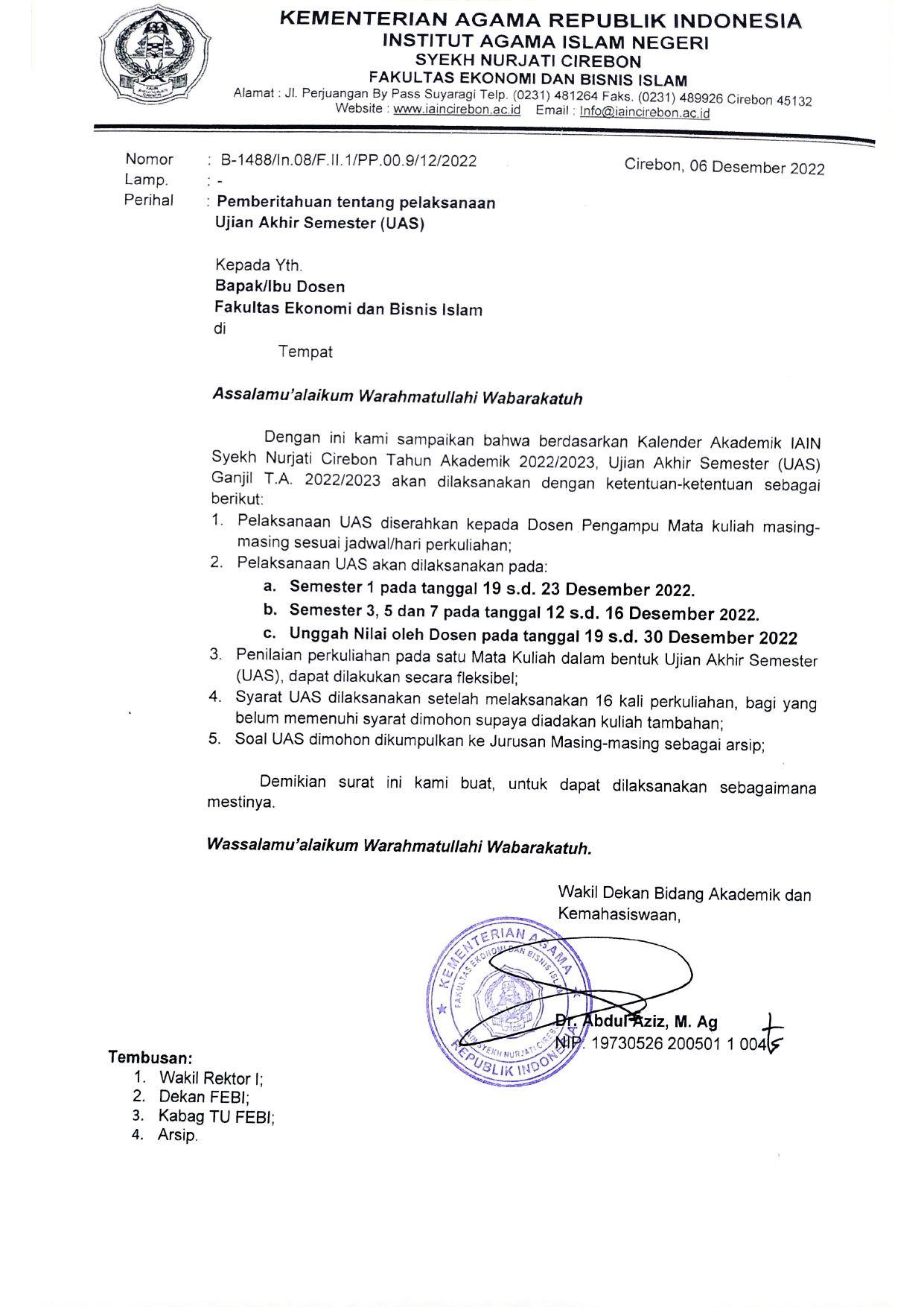 Pelaksanaan Ujian Akhir Semester