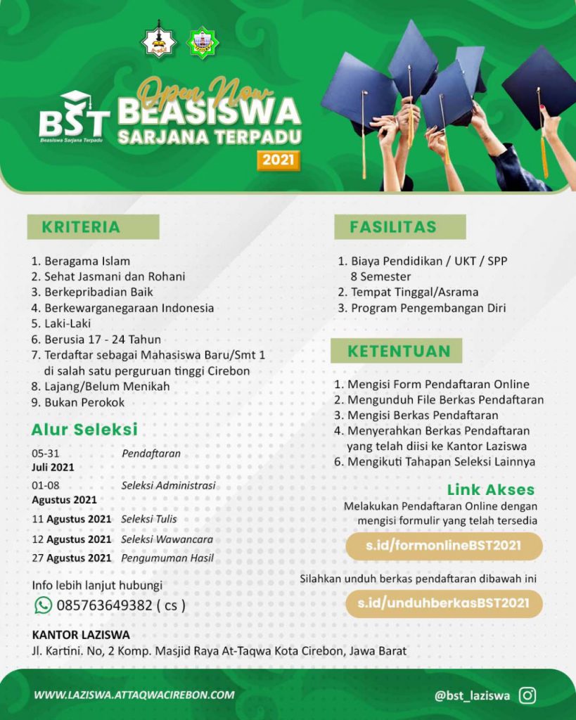 BEASISWA SARJANA TERPADU LAZISWA AT TAQWA CIREBON