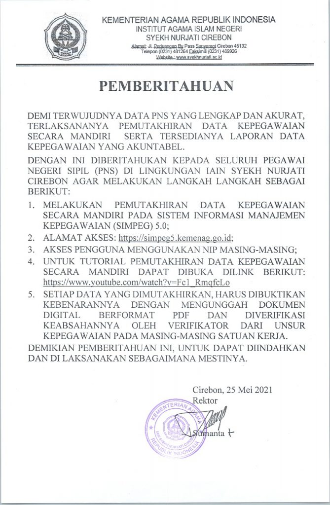 PEMUTAKHIRAN DATA PEGAWAI PNS