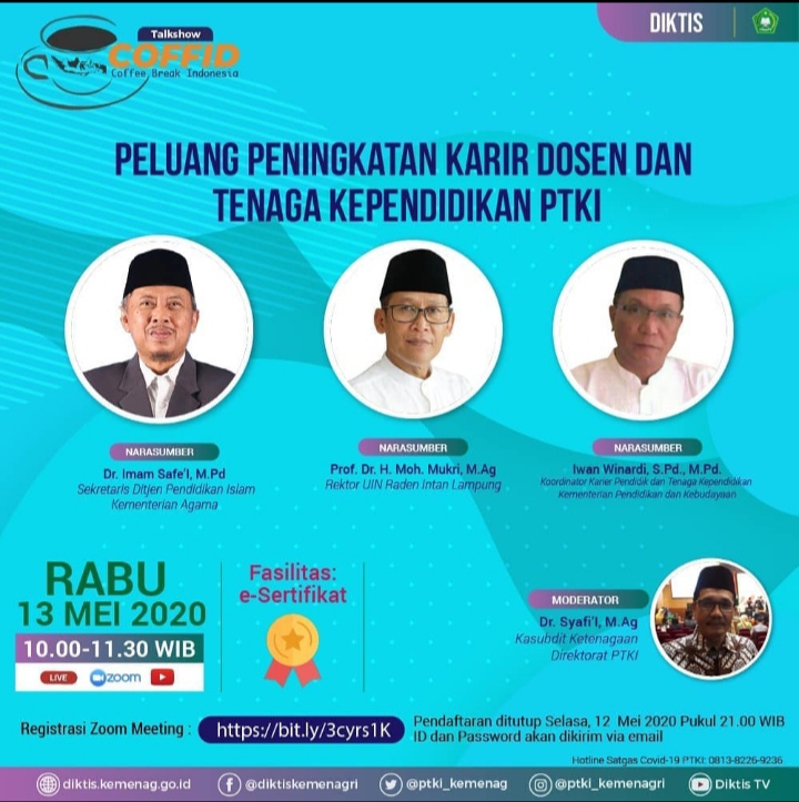 TALKSHOW DIKTIS KEMENAG : PELUANG PENINGKATAN KARIR DOSEN DAN TENAGA KEPENDIDIKAN PTKI