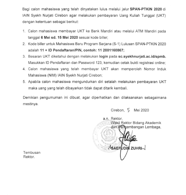 PEMBAYARAN UKT SPAN-PTKIN 2020