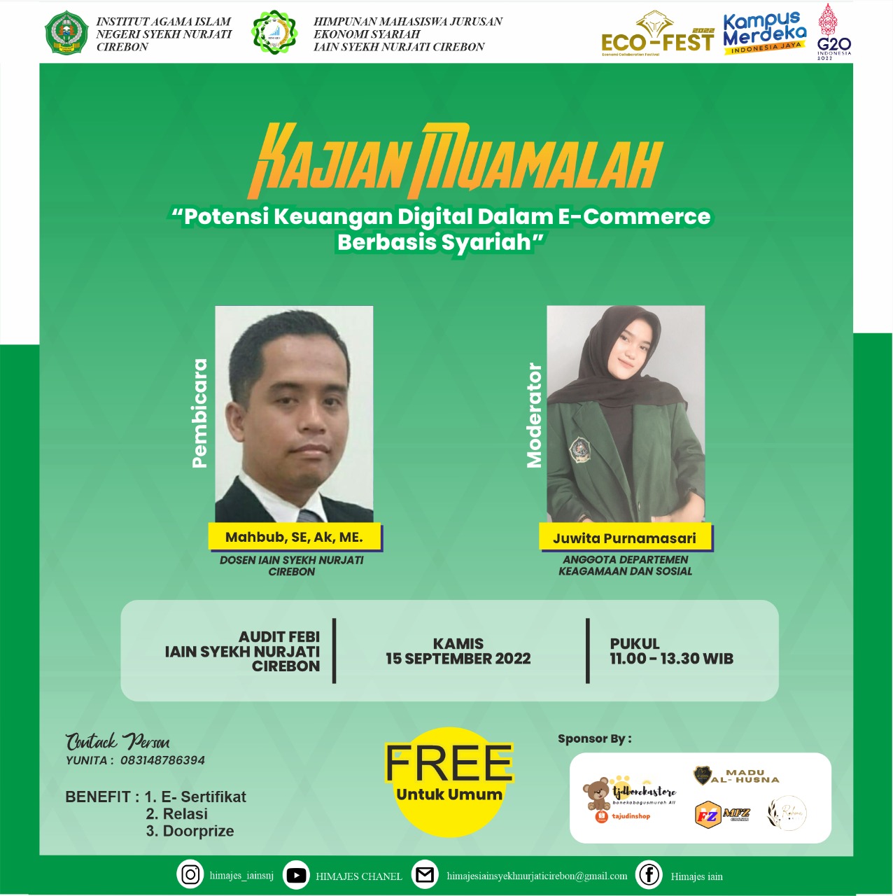 HIMAJES AKAN MENGADAKAN KEGIATAN SEMINAR KAJIAN MUAMALAH "POTENSI KEUANGAN DIGITAL DALAM E-COMMERCE BERBASIS SYARIAH"