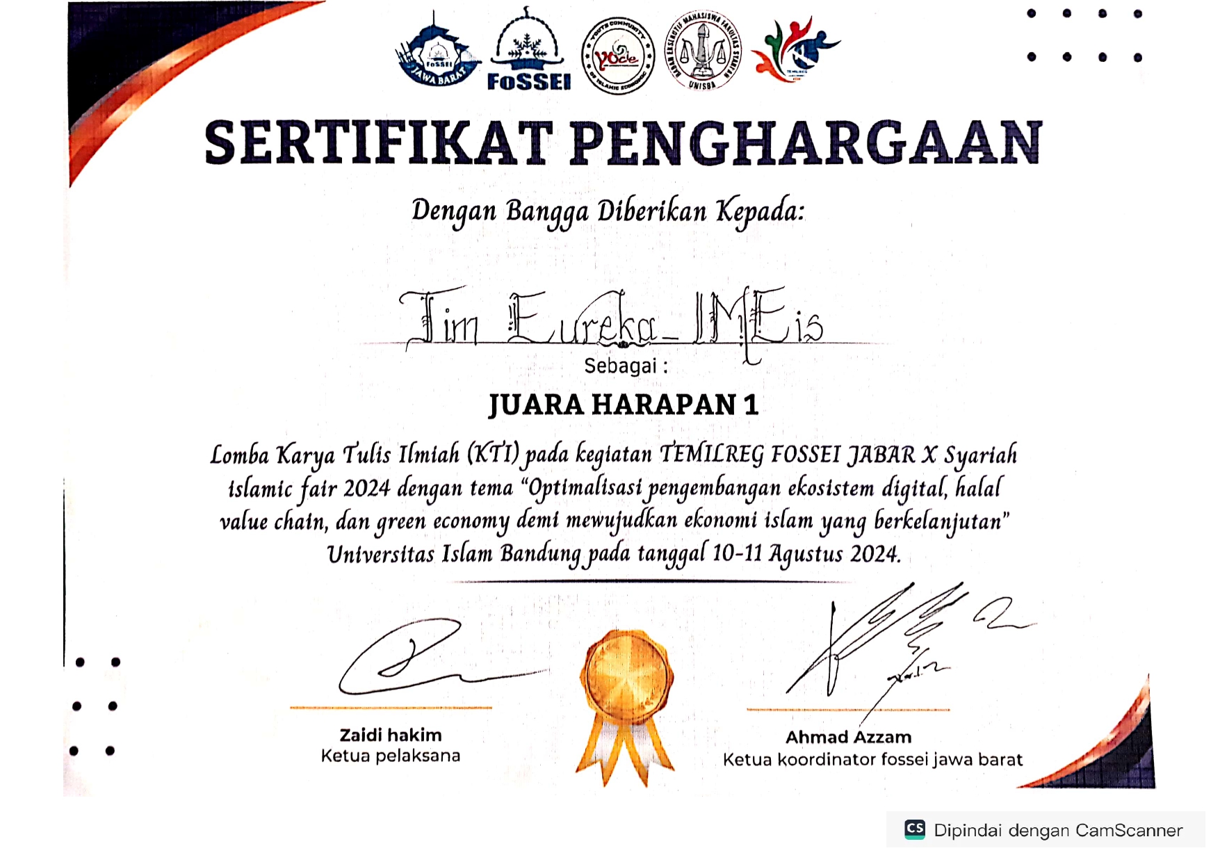 Tim IMEIs FEBI UIN Siber Syekh Nurjati Cirebon Raih Juara Umum pada Syariah Islamic Fair TEMILREG 2024