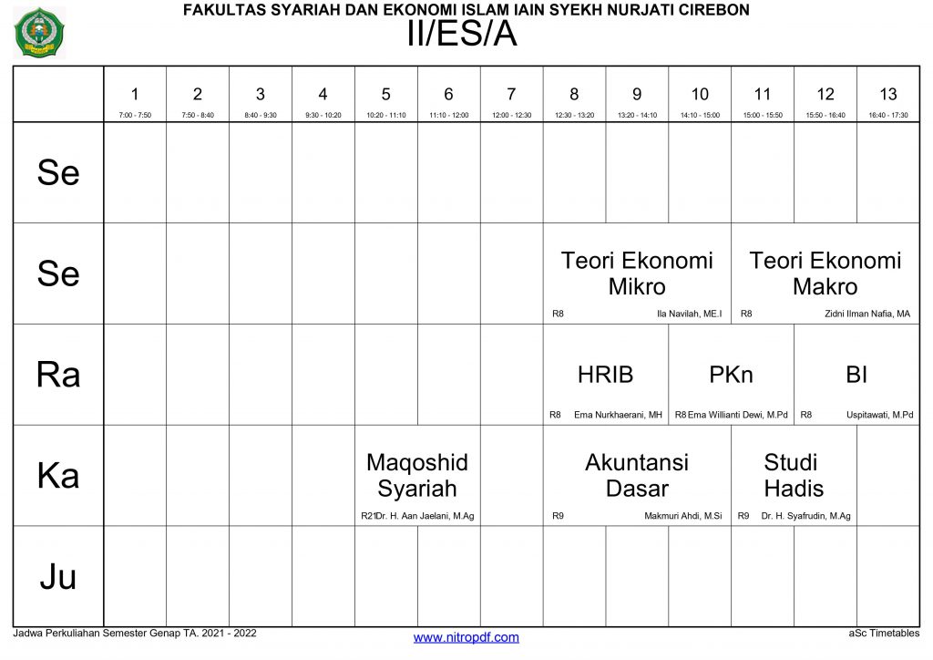 Jadwal Perkuliahan Semester Genap TA.2021/2022
