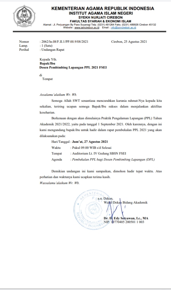 PEMBEKALAN DOSEN PEMBIMBING LAPANGAN PPL FSEI TAHUN 2021