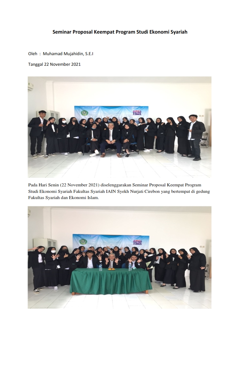 SEMINAR PROPOSAL KEEMPAT PROGRAM STUDI EKONOMI SYARIAH