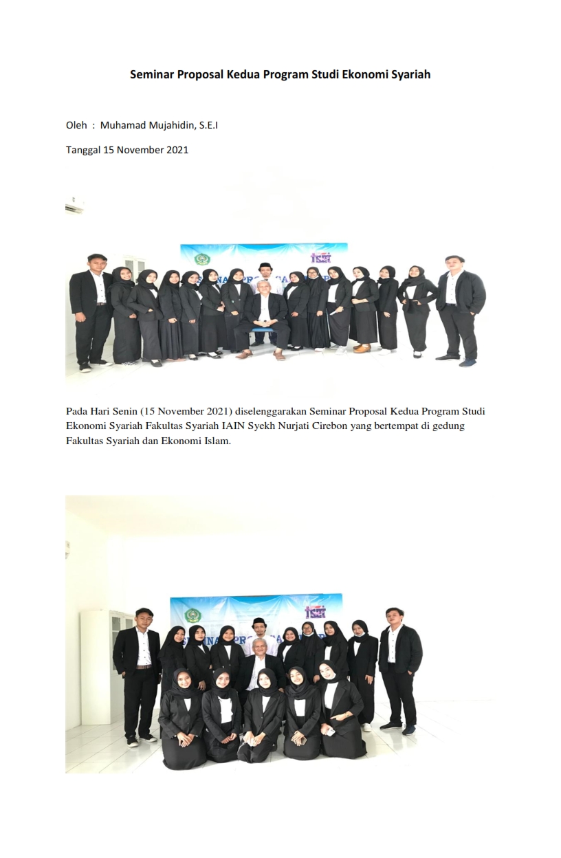 SEMINAR PROPOSAL KEDUA PROGRAM STUDI EKONOMI SYARIAH